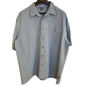 Royal Robbins Men Lite Blue 1/4 Button Short Sleeve Shirt Puckered pullover XXL